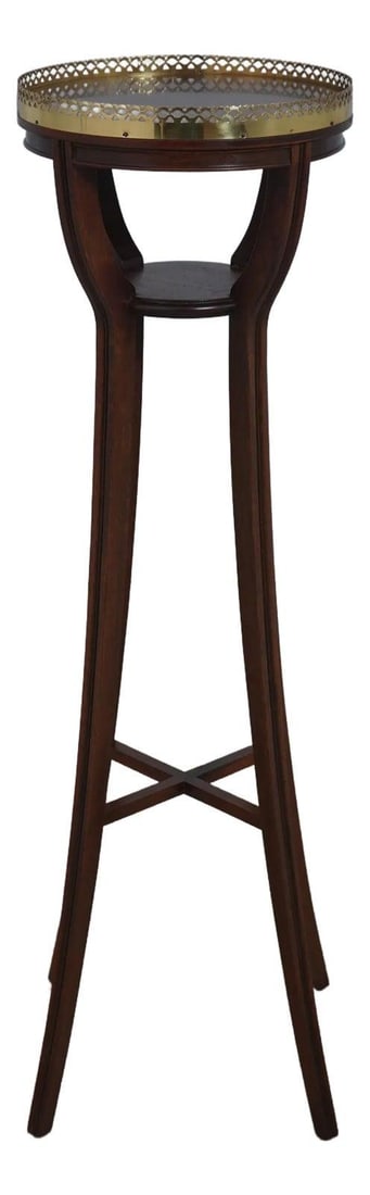 Baker Regency Style Mahogany Plant Stand with Brass Gallery (1 of 10)