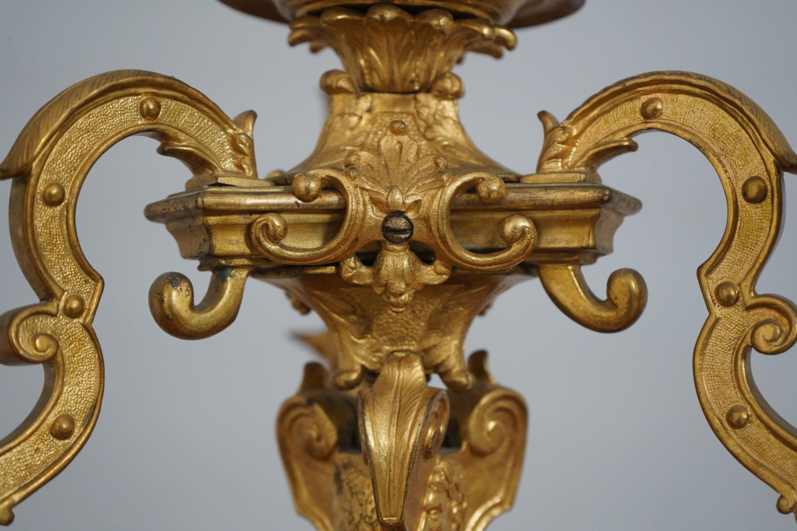 Elegant Pair of Mid 19th Century Bronze Candelabras in Gold Finish - 9