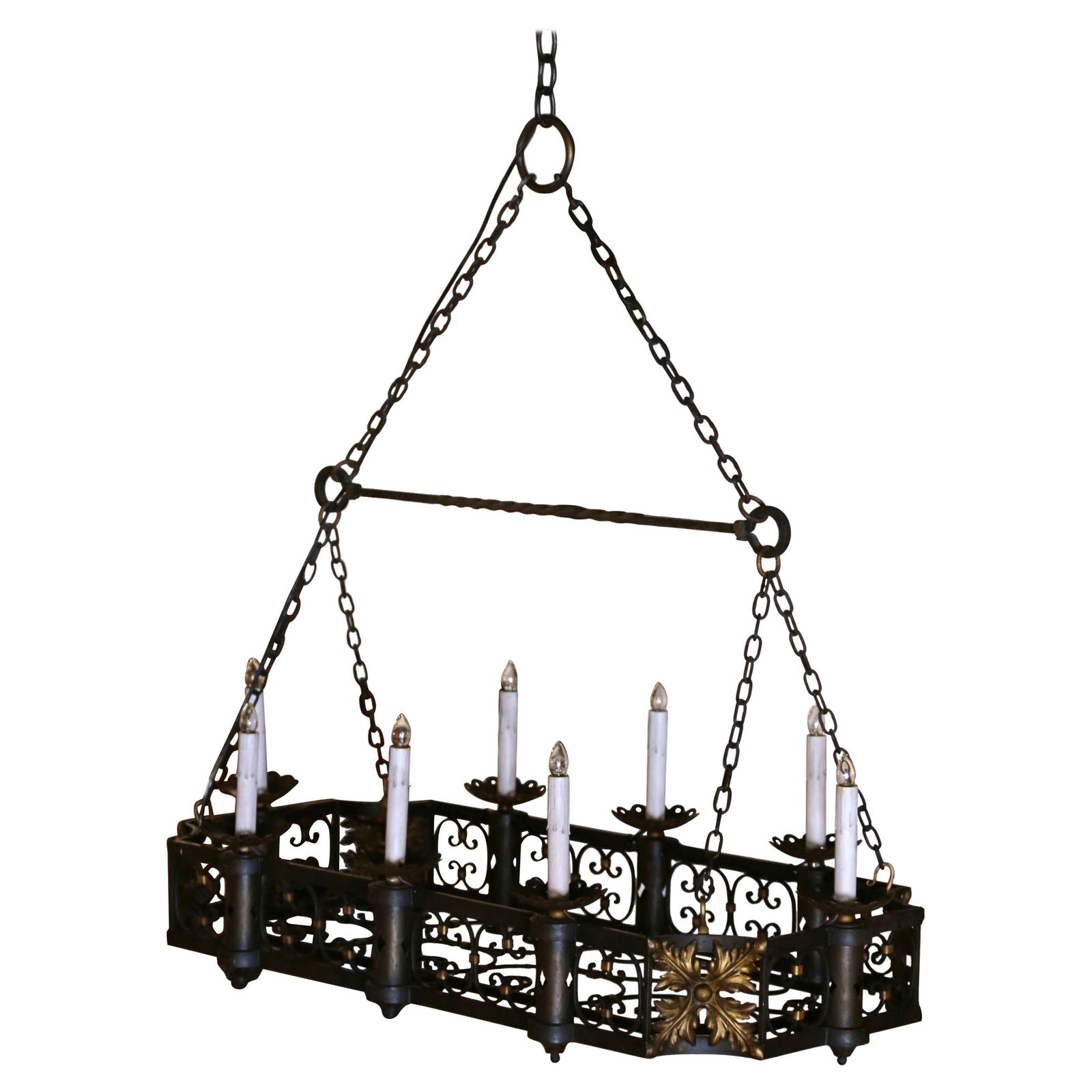 19th Century French Gothic Eight-Light Iron Chandelier (1 of 9)