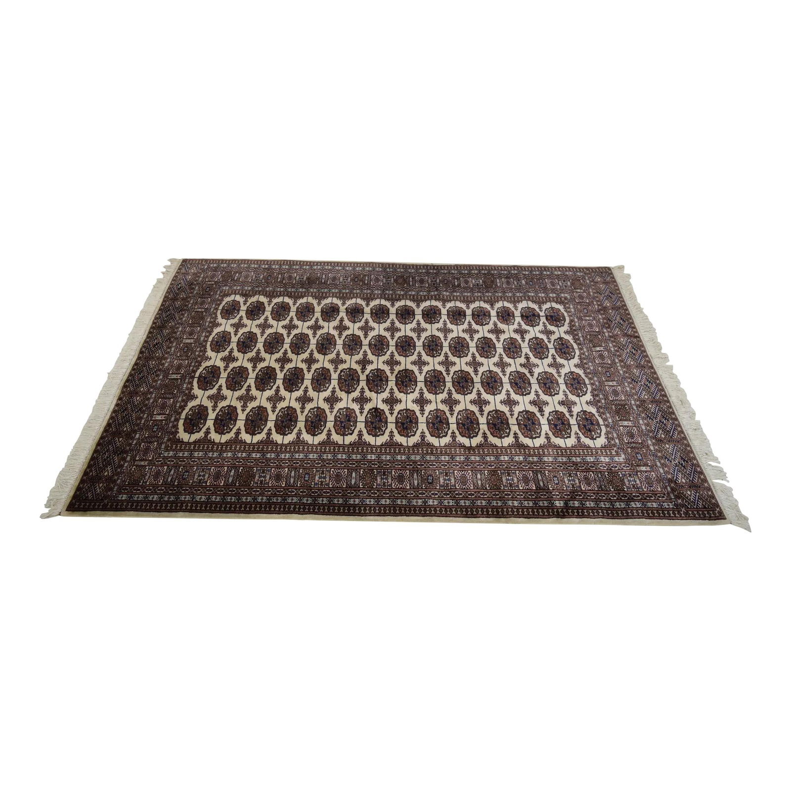 Vintage 100% Wool Hand-Woven Rug 74 x 117 Brown (1 of 5)