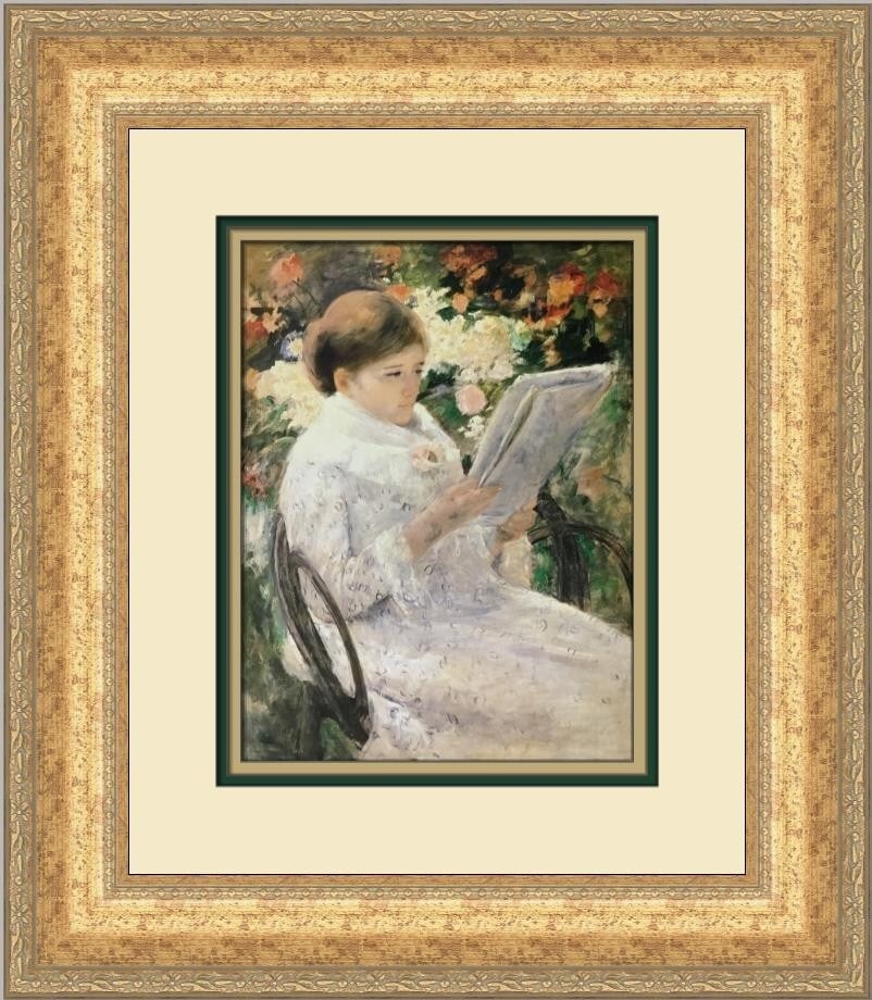Mary Cassatt Lydia Reading in a Garden Custom Framed Print 19x16 (1 of 2)
