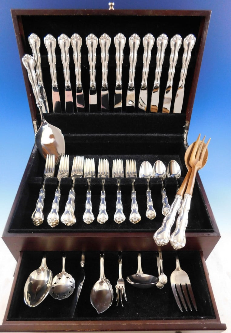 Gorham Rondo Sterling Silver Flatware Set for 12 - 62 Pieces with Storage Chest (1 of 10)