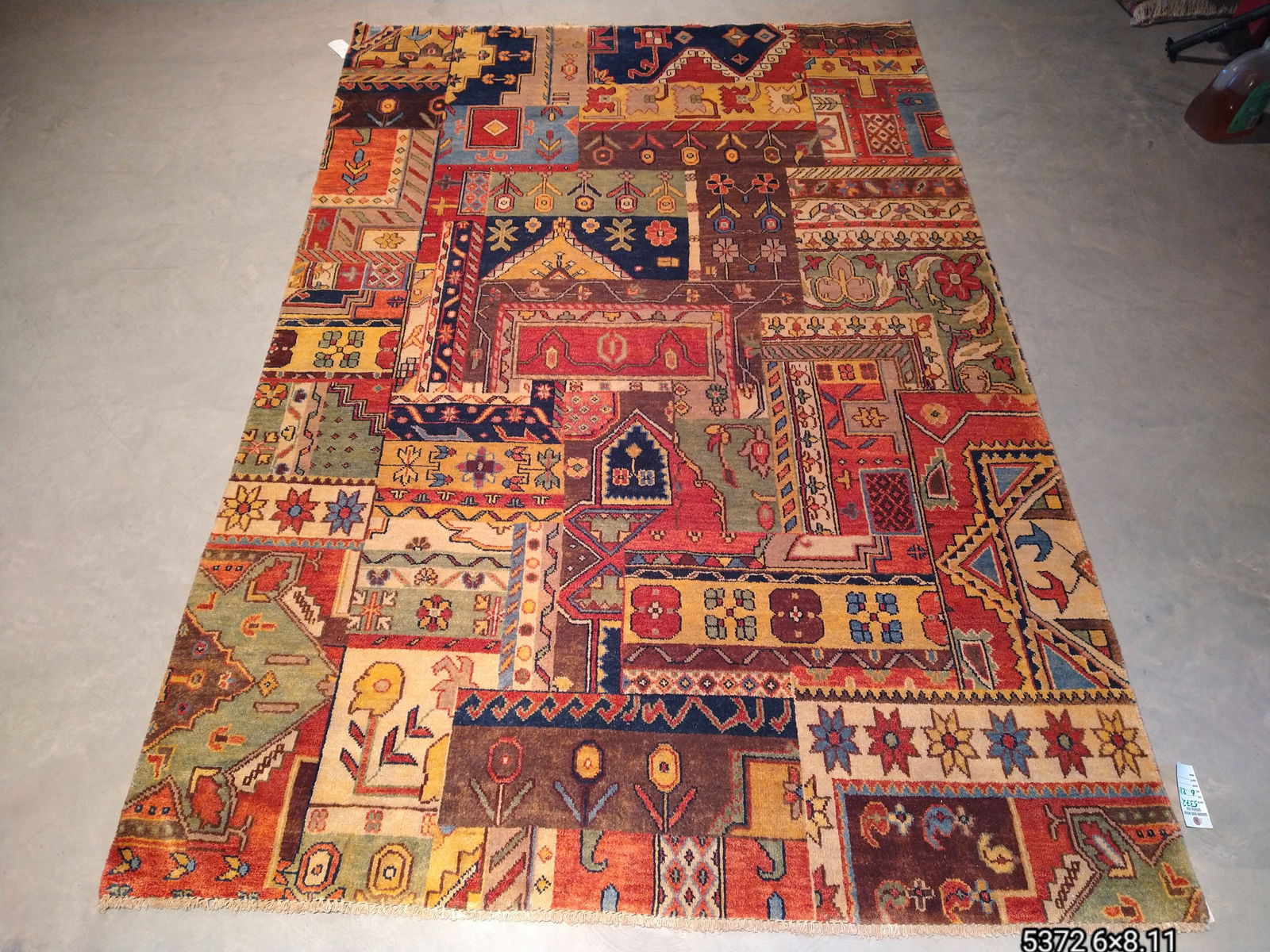 7 x 11 Multi-Colored Patchwork Natural Wool Rug - 2