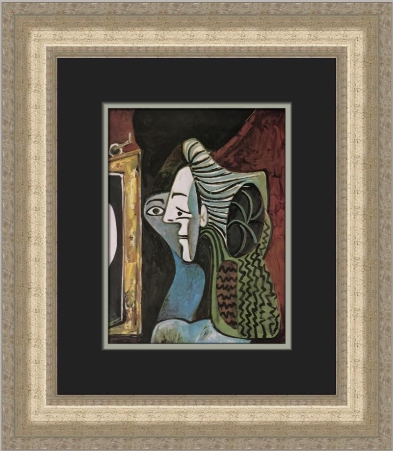 Pablo Picasso Woman with Mirror Custom Framed Art Print: Pablo Picasso Woman with Mirror Custom Framed Art Print This stunning custom framed print titled 'Woman with Mirror' by Pablo Picasso captures the essence of Abstract Expressionism and Impressionism.