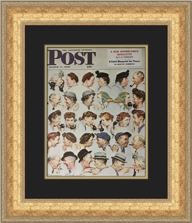 Norman Rockwell The Gossips Custom Framed Art Print 1983: Norman Rockwell The Gossips Custom Framed Art Print 1983 Experience the charm of Norman Rockwell's iconic artwork with this custom framed print of "The Gossips." This medium-sized piece showcases
