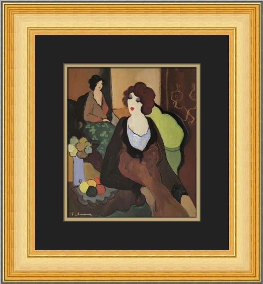 Itzchak Tarkay Waiting Custom Framed Print 1979 Contemporary Art (1 of 2)