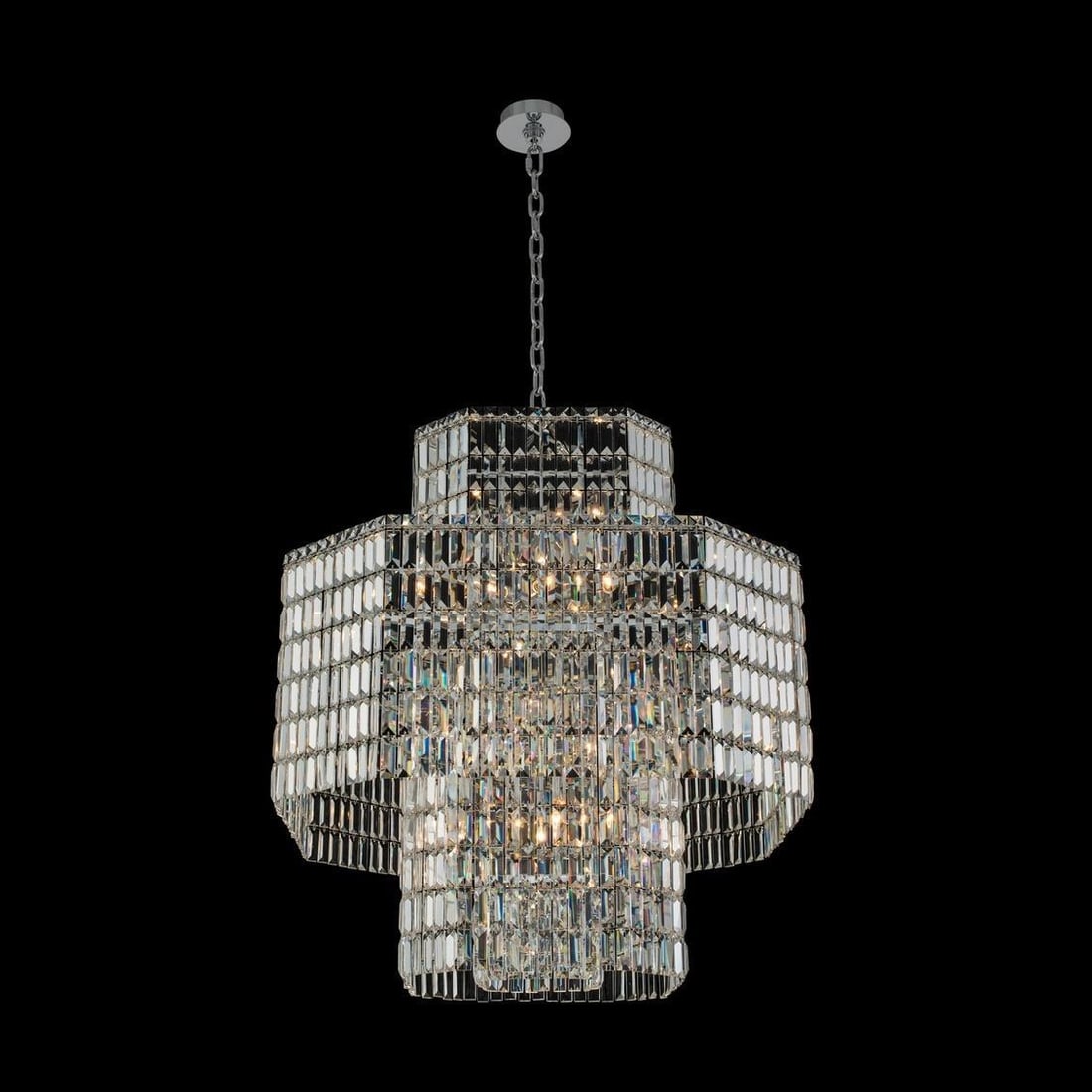 Kalco Livelli Pendant Light Polished Chrome Firenze Crystal 20 Bulbs Dimmable (1 of 1)