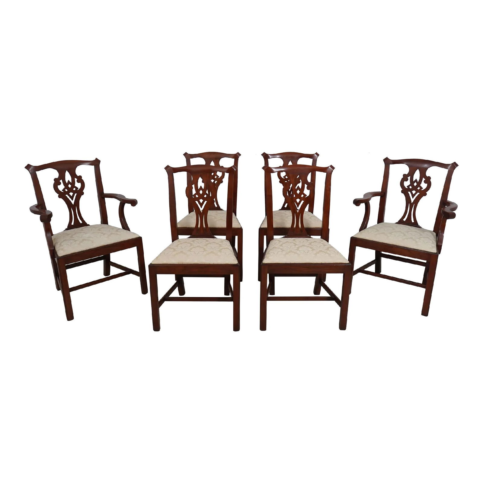 Set of 6 Henkel Harris Cherry Wood Chippendale Dining Chairs: Set of 6 Henkel Harris Cherry Wood Chippendale Dining Chairs This exquisite set of 6 Chippendale dining room chairs showcases the timeless elegance of traditional design. Crafted from solid cherry woo