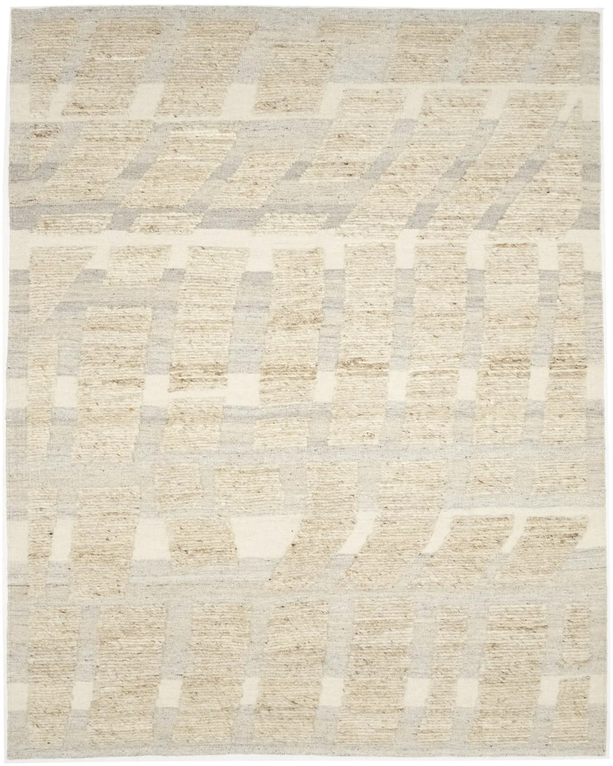 Large Multicolored Hand-Knotted Wool Area Rug 8x10 ft Abstract Design (1 of 5)