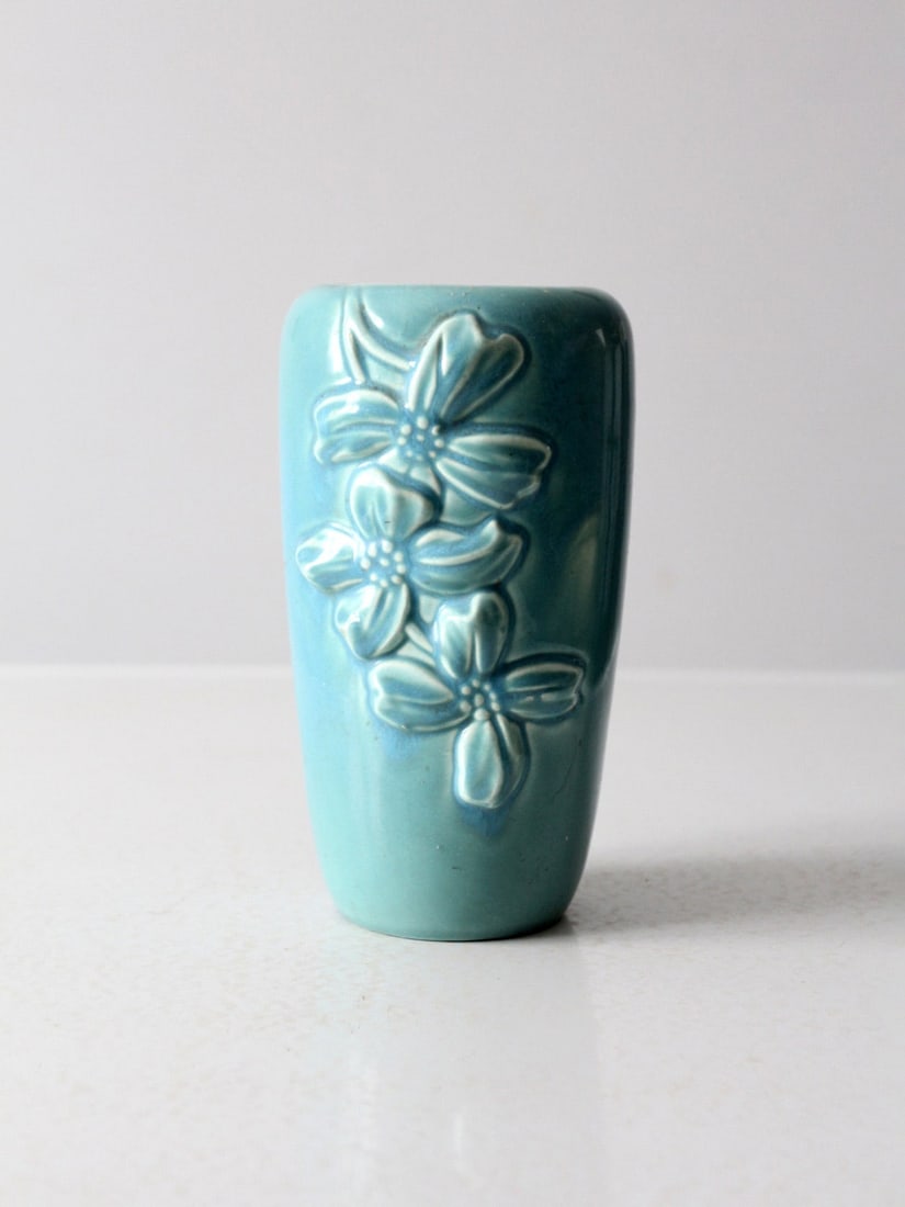 Vintage Mid Century Haeger Dogwood Vase Turquoise Glaze 8 Inch (1 of 9)