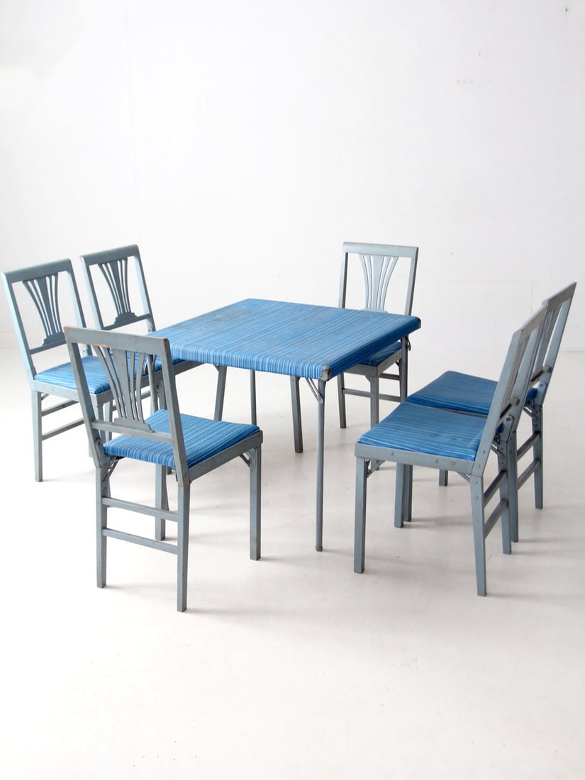 Vintage 1950s Leg-O-Matic Folding Table with 6 Chairs Set (1 of 18)