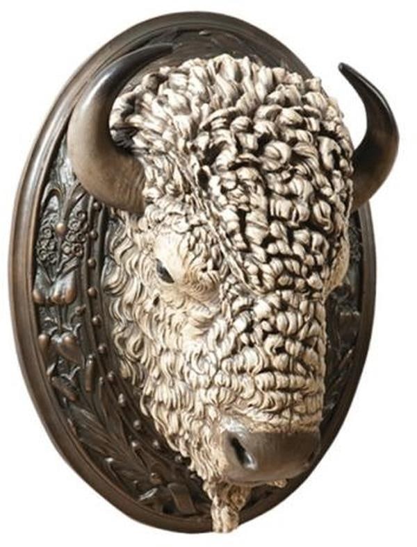 Hand-Cast Buffalo Head Wall Sculpture Southwestern Style 27H 20W 14D (1 of 1)