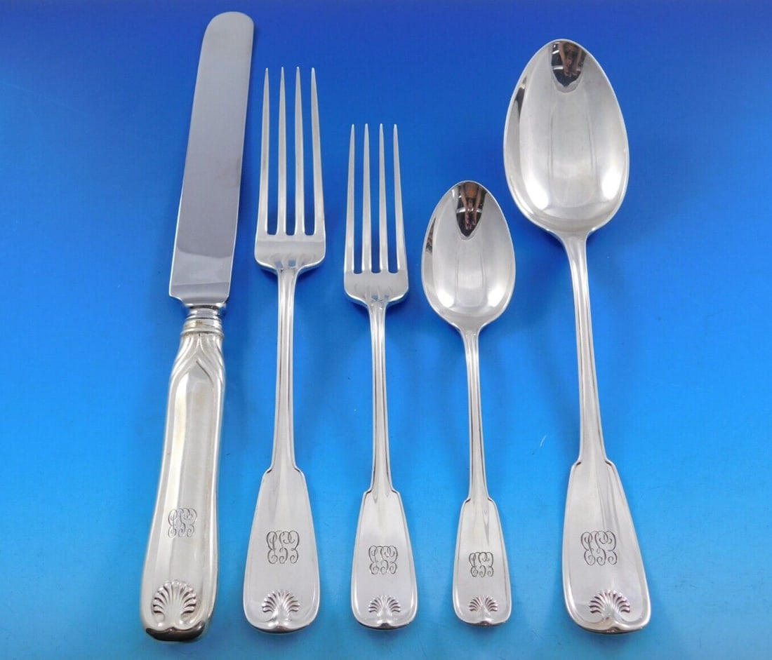 Tiffany & Co Palm Sterling Silver Flatware Set 54 pcs Service for 12 EGB Monogram (1 of 9)
