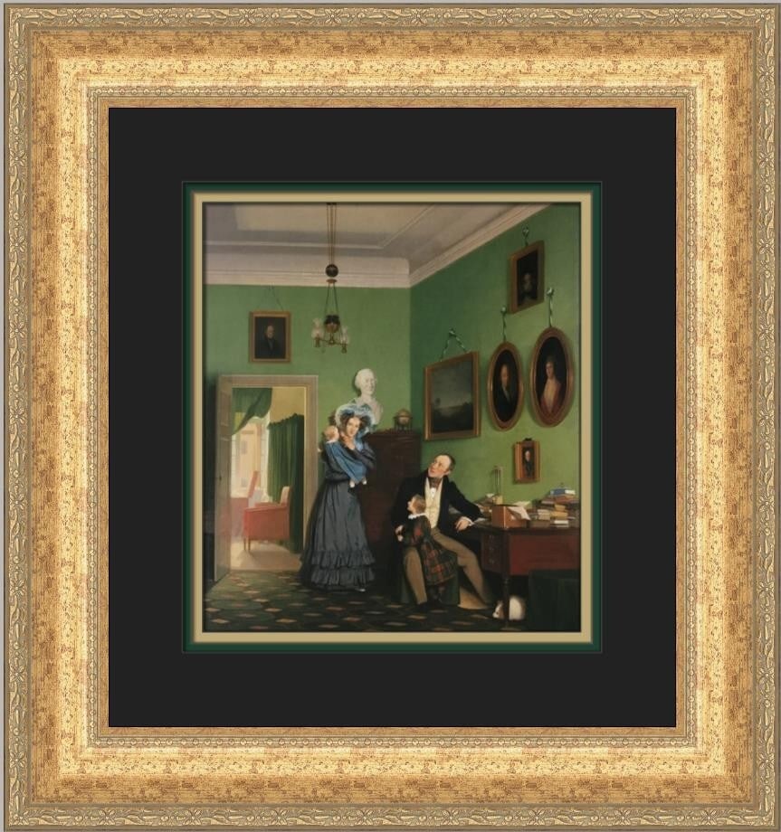 Wilhelm Bendz The Waagepetersen Family Custom Framed Print 1995 Realism Art: Wilhelm Bendz The Waagepetersen Family Custom Framed Print 1995 Realism Art This exquisite custom framed print titled 'The Waagepetersen Family' by artist Wilhelm Bendz captures the essence of realism