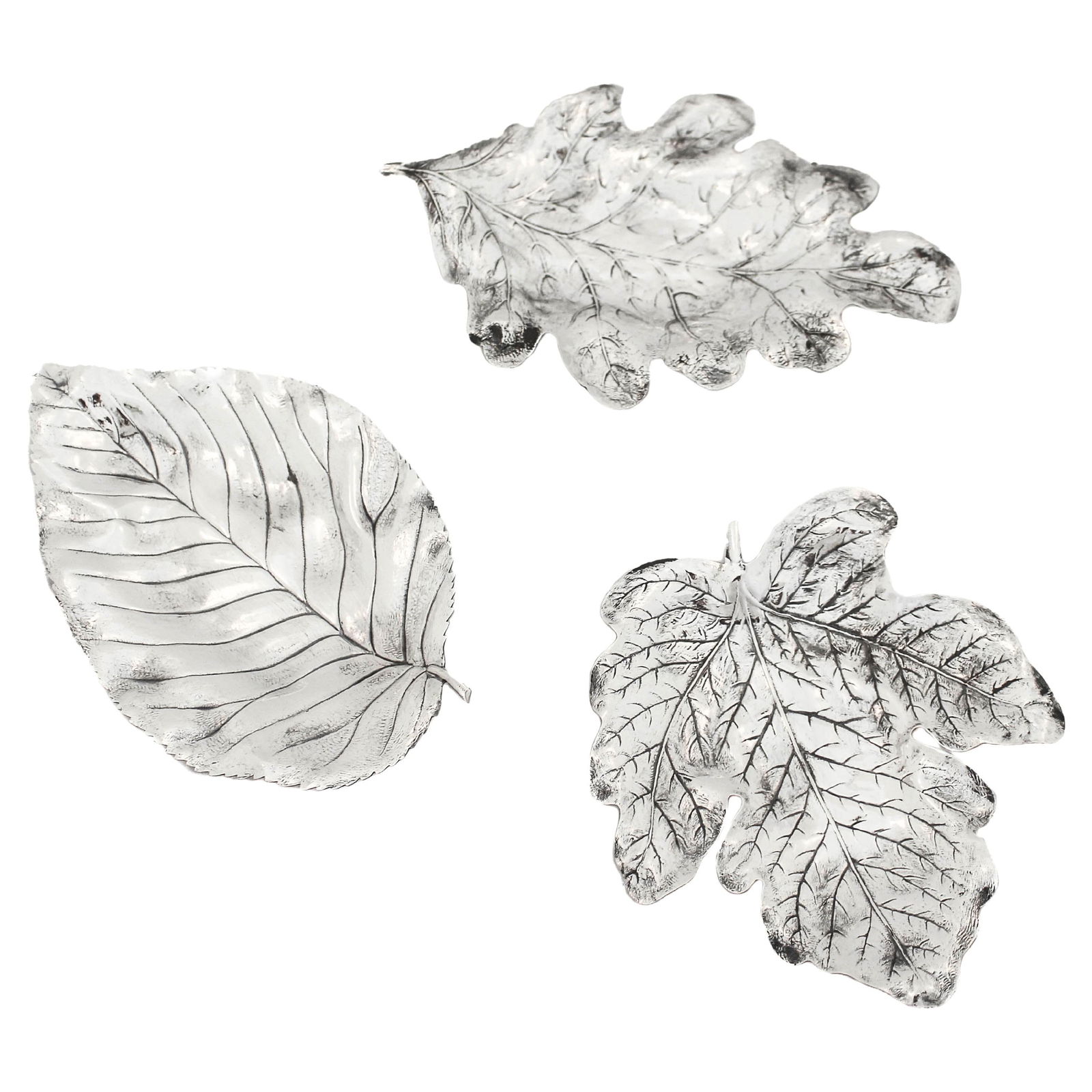 Charming Set of 3 Sterling Silver Leaves by R. Blackington (1 of 8)