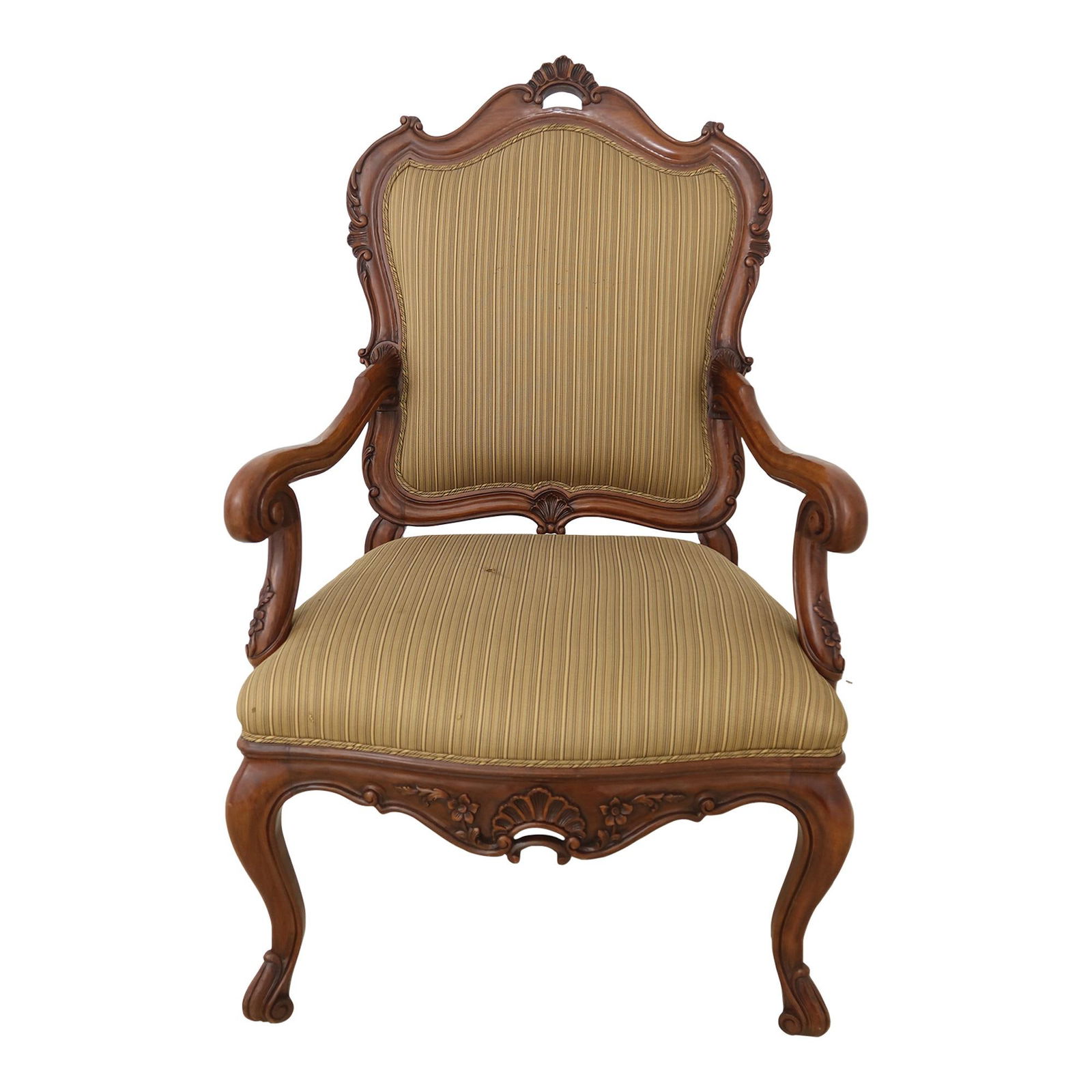 Large French Louis XV Throne Chair Cherry Wood Quality Construction (1 of 10)