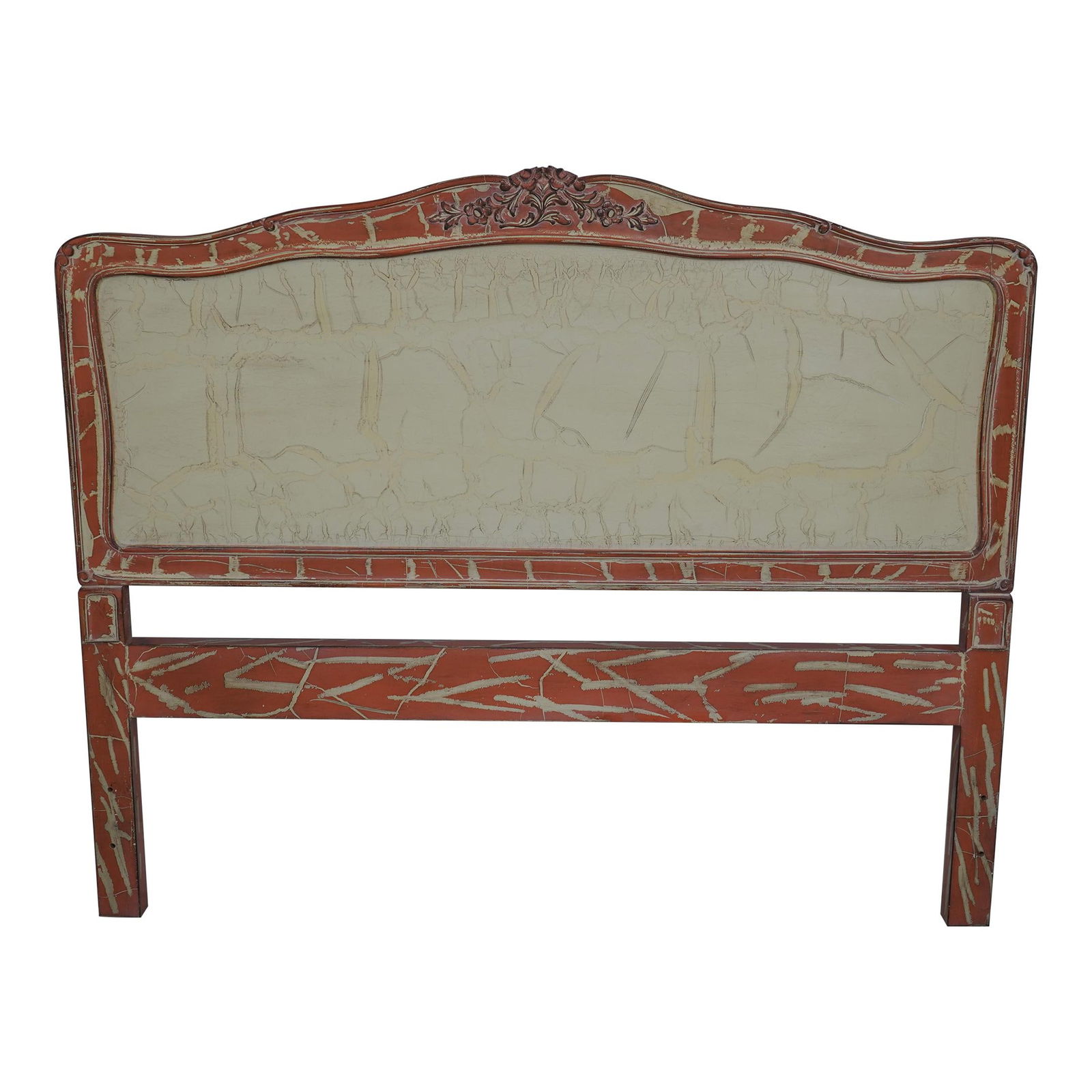 French Louis XV Distressed Painted Headboard for Queen Full Bed: French Louis XV Distressed Painted Headboard for Queen Full Bed Elevate your bedroom decor with this exquisite French Louis XV Distressed Painted Headboard, perfect for a queen or full-sized bed. Craf