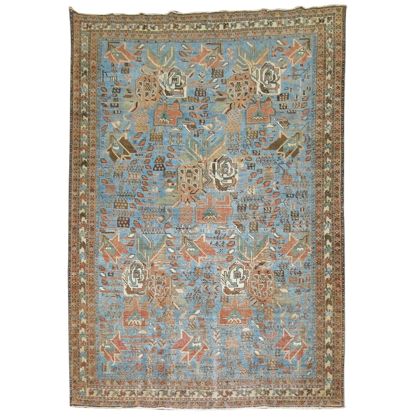 Antique Persian Afshar Rug Light Blue Hand-Knotted Wool 62 x 79 (1 of 7)