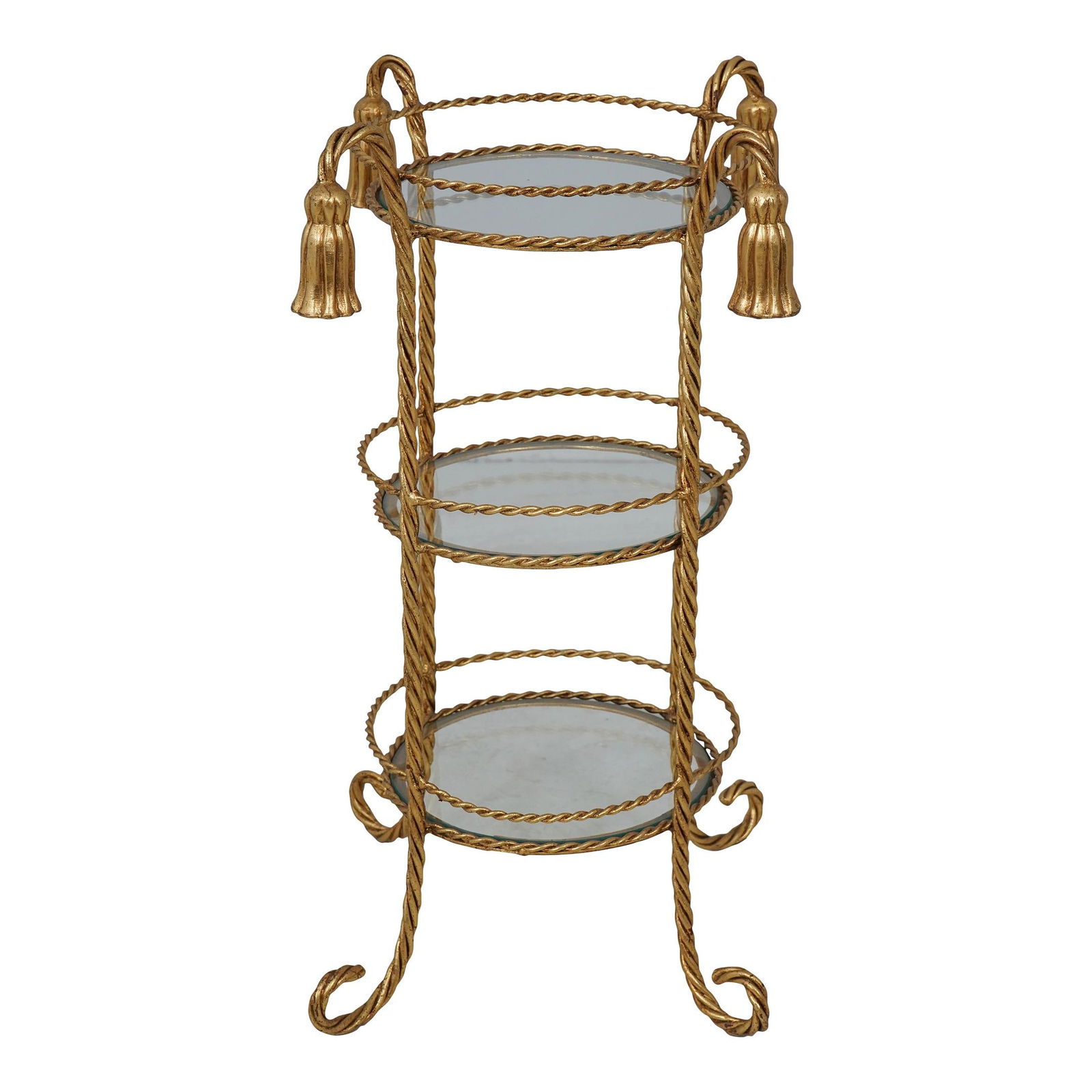 Italian Gold Iron 3 Tier Occasional Table with Glass Tops (1 of 10)