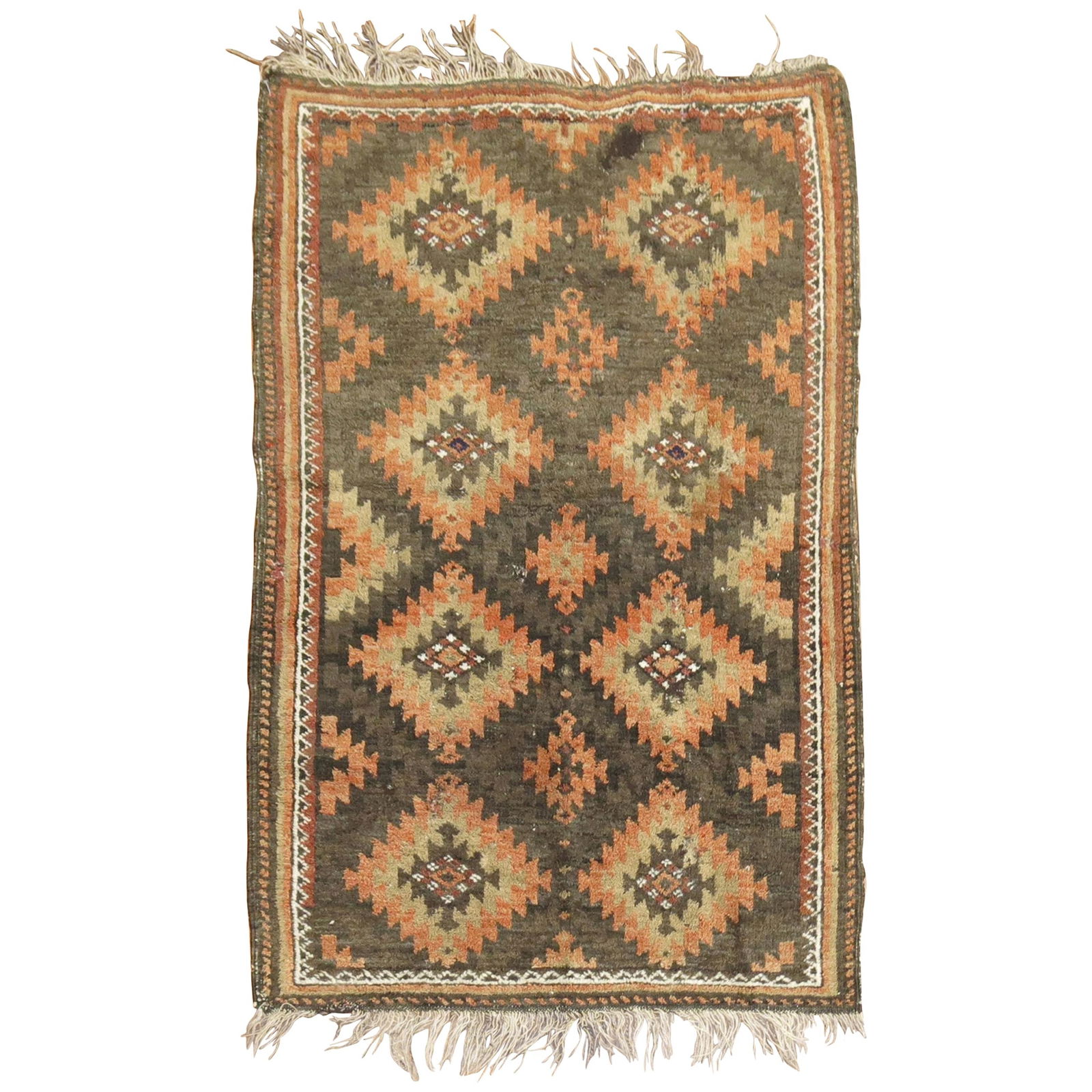 Early 20th Century Tribal Balouch Rug Brown Orange Wool Hand-Woven 30 x 46 in (1 of 7)