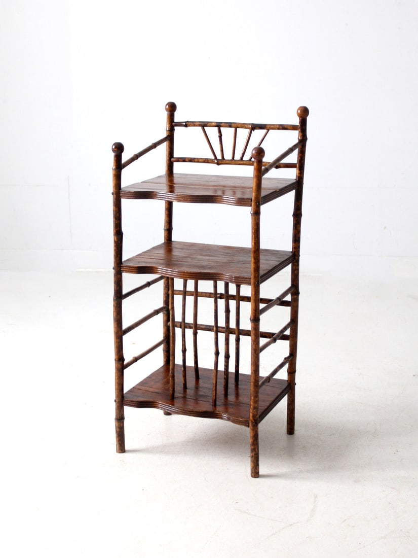 Antique Bamboo Etagere with Fan Motif and Decorative Spindles (1 of 10)