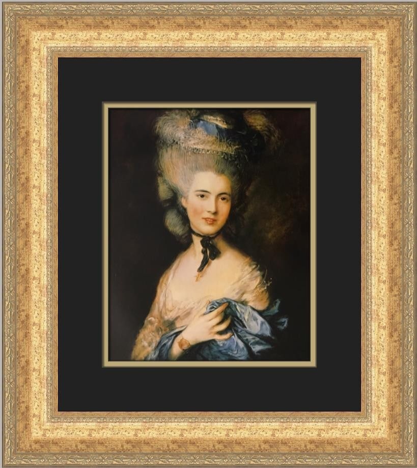 Thomas Gainsborough Portrait of a Lady in Blue Custom Framed Art Print: Thomas Gainsborough Portrait of a Lady in Blue Custom Framed Art Print This exquisite custom framed print features the renowned artwork "Portrait of a Lady in Blue" by Thomas Gainsborough. Measuring 1