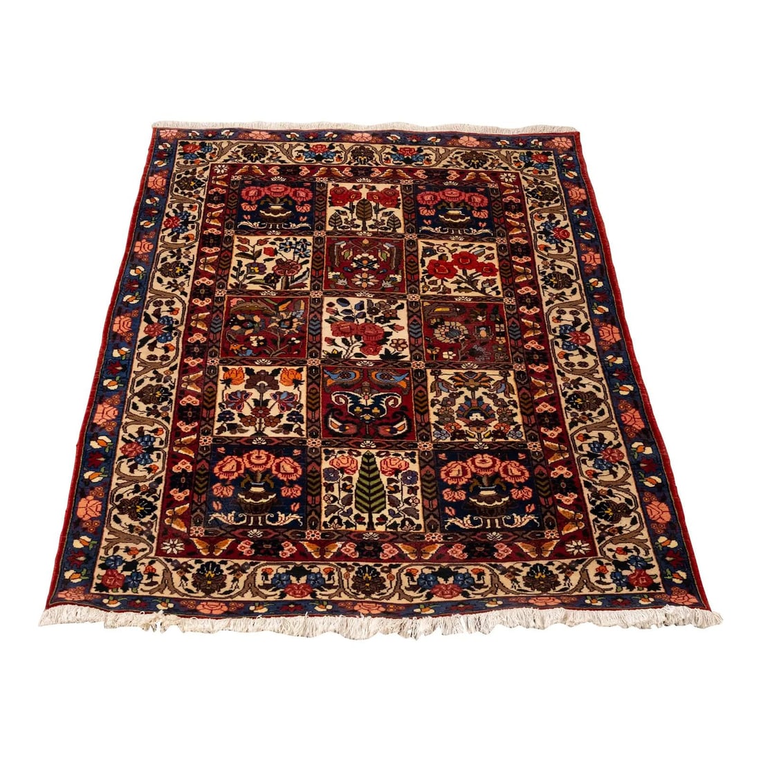 Vintage Hand Woven 4x6 Red Wool Area Rug 70 Years Old (1 of 10)