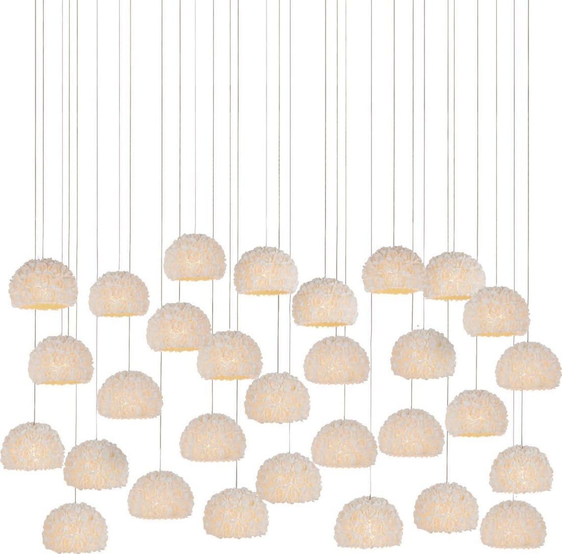 Currey Virtu Adjustable Pendant Light Clamrose Shell 30-Light: Currey Virtu Adjustable Pendant Light Clamrose Shell 30-Light Illuminate your space with the stunning Adjustable Virtu Pendant, crafted from exquisite Clamrose Shell. This multi-drop pendant light fea