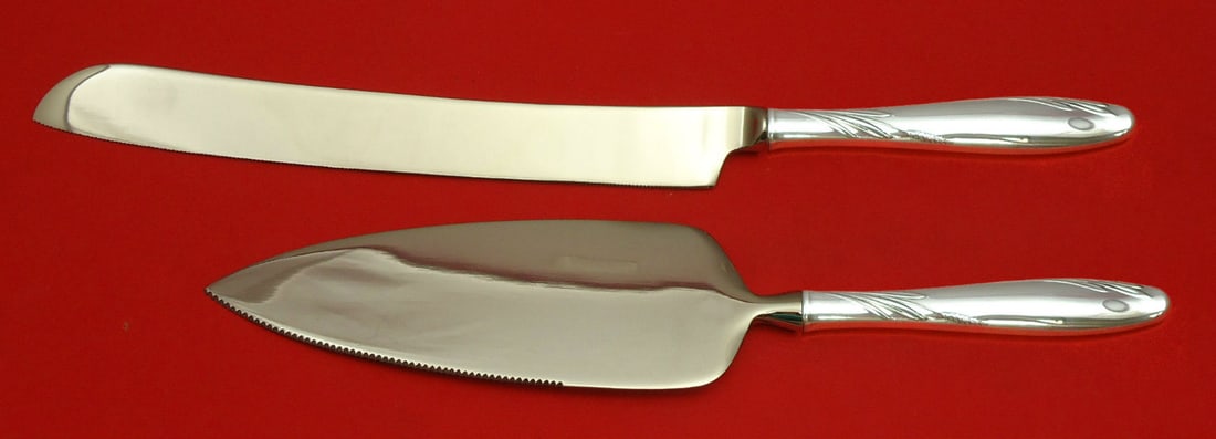 Gorham Willow Sterling Silver Wedding Cake Set 2pc Custom Hollow Handle (1 of 1)
