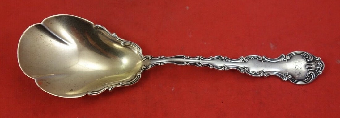 Gorham Strasbourg Sterling Silver Preserve Spoon 7 3/4" with Applied Lacing (1 of 2)