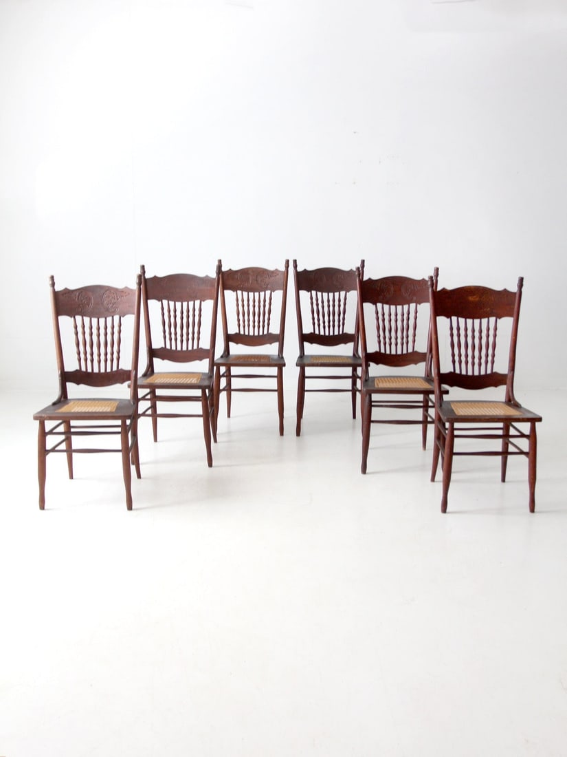 Set of 6 Antique Victorian Press Back Dining Chairs (1 of 12)