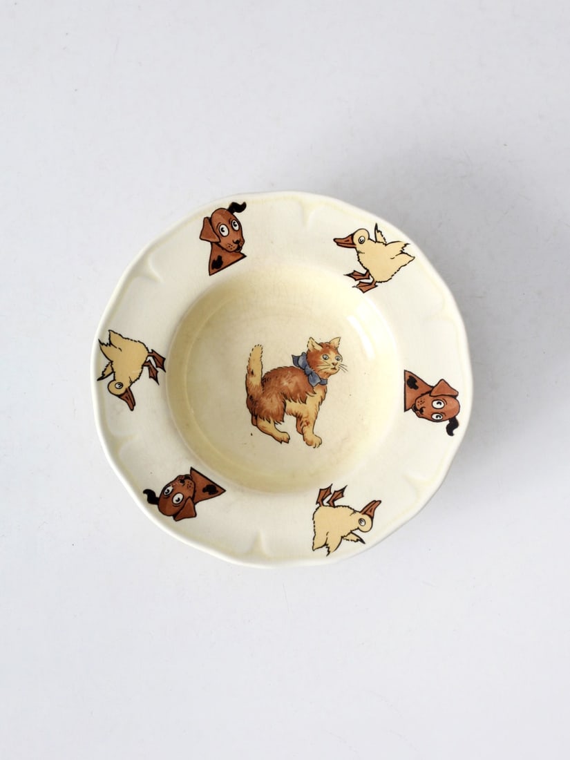Vintage 1930s Mount Clemens Pottery Cat Dish 6.25 in (1 of 10)