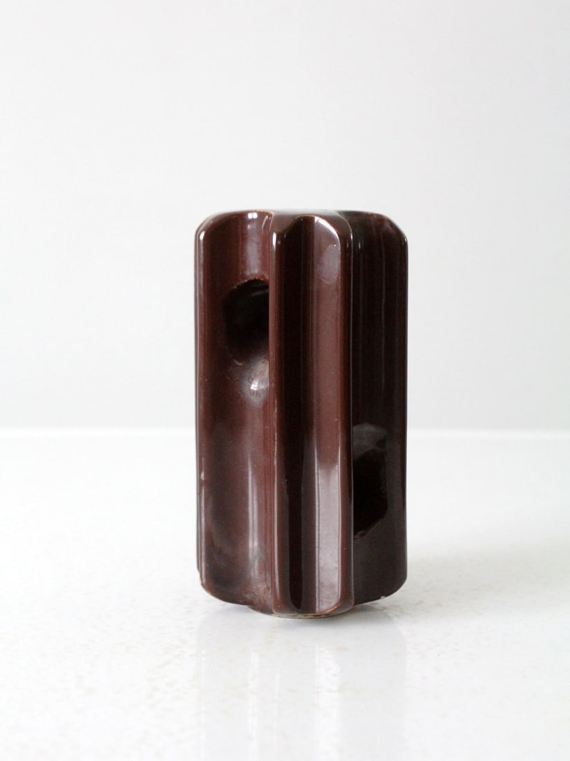 Large Vintage Ceramic Electric Insulator Brown Glaze Classic Design (1 of 9)