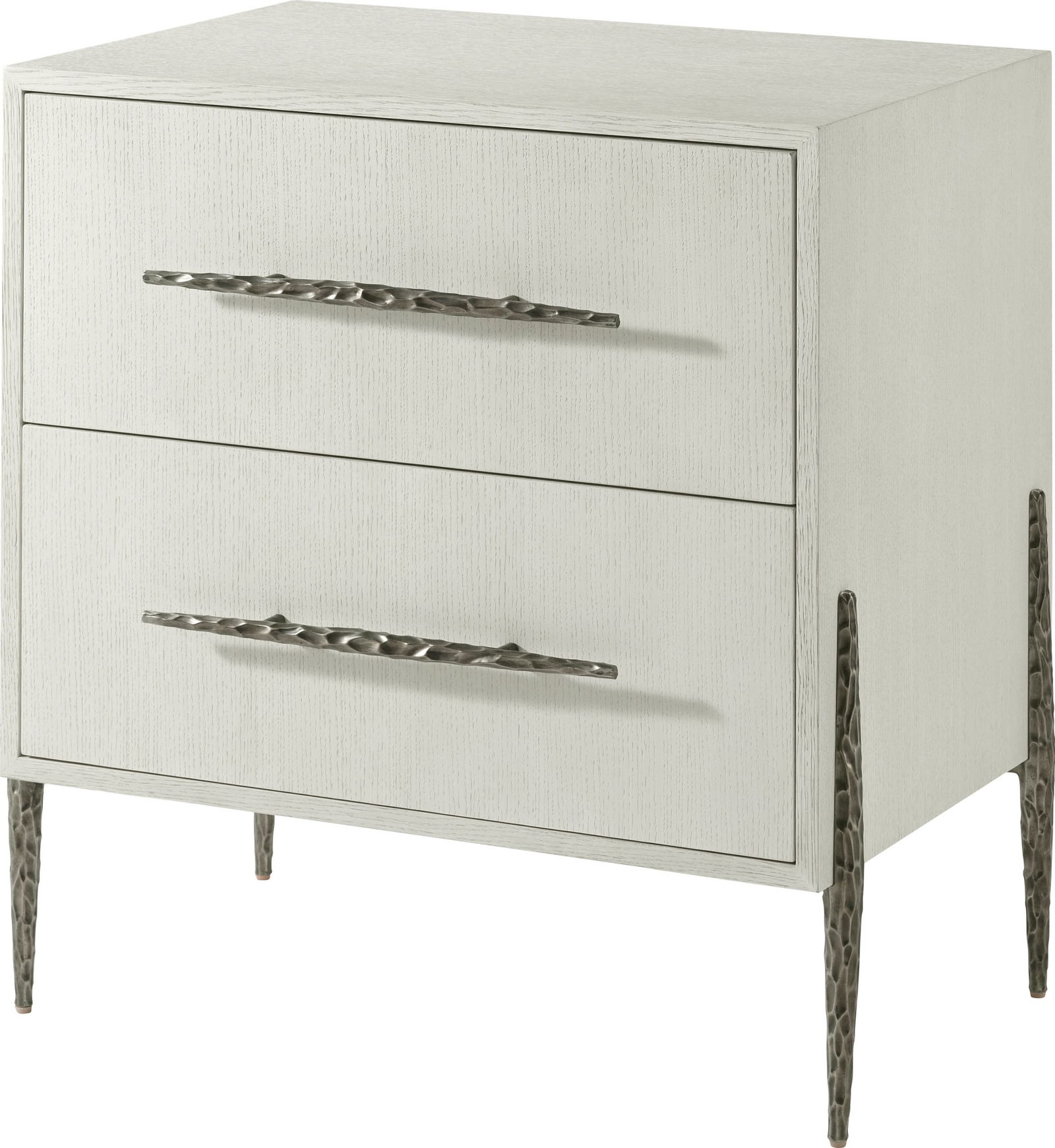 Theodore Alexander Opal Finish 2-Drawer Nightstand: Theodore Alexander Opal Finish 2-Drawer Nightstand This Casual Modern 2-Drawer Nightstand is a stylish and functional addition to any bedroom. Crafted by Theodore Alexander, it features an elegant Opa