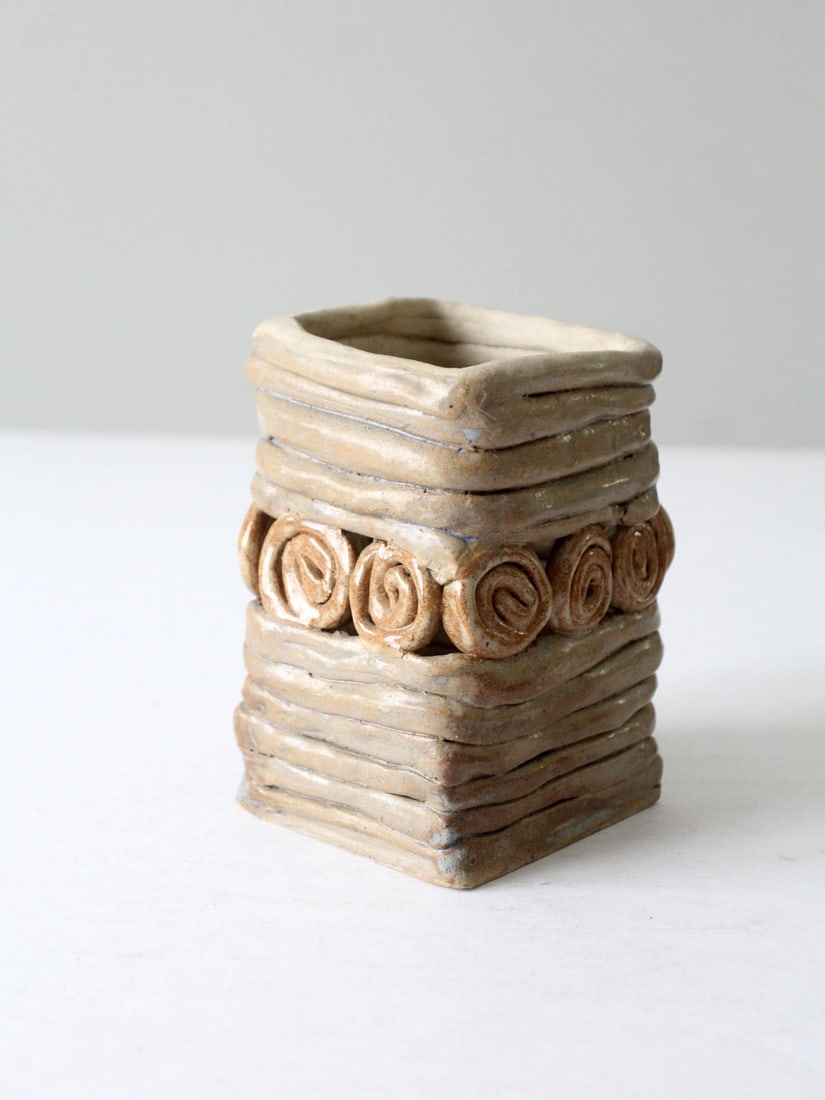 Handcrafted Vintage Studio Pottery Coil Vase Rustic Charm (1 of 14)