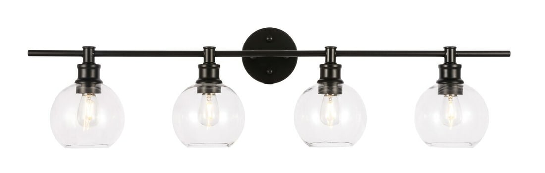 Collier 4 Light Modern Wall Sconce Black Metal Clear Glass 37.6 Inch (1 of 11)