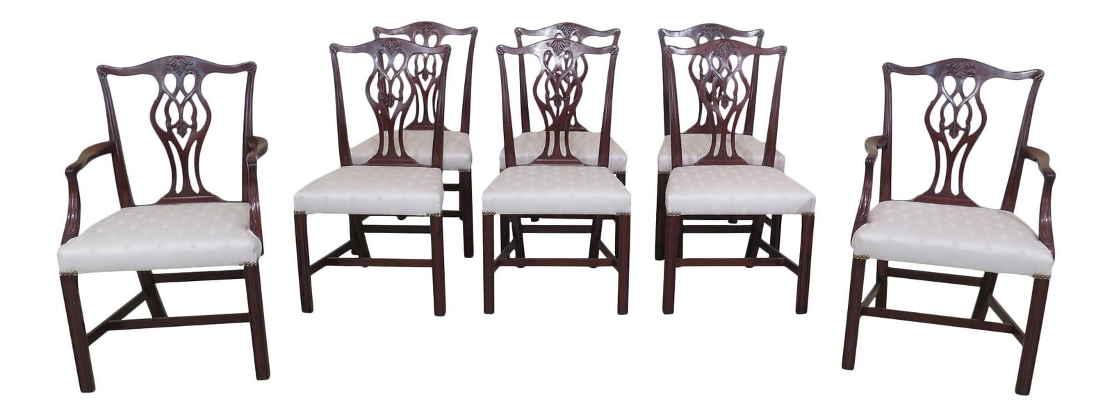 1940s Set of 8 Beacon Hill Chippendale Mahogany Dining Chairs (1 of 10)