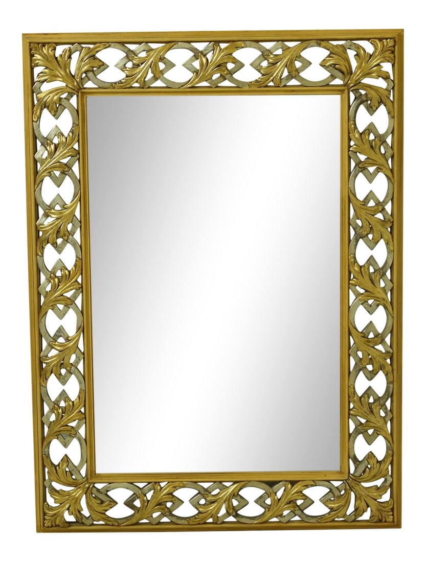 Elegant Italian Gold Silver Leaf Framed Mirror 34.5 x 46.5 (1 of 9)