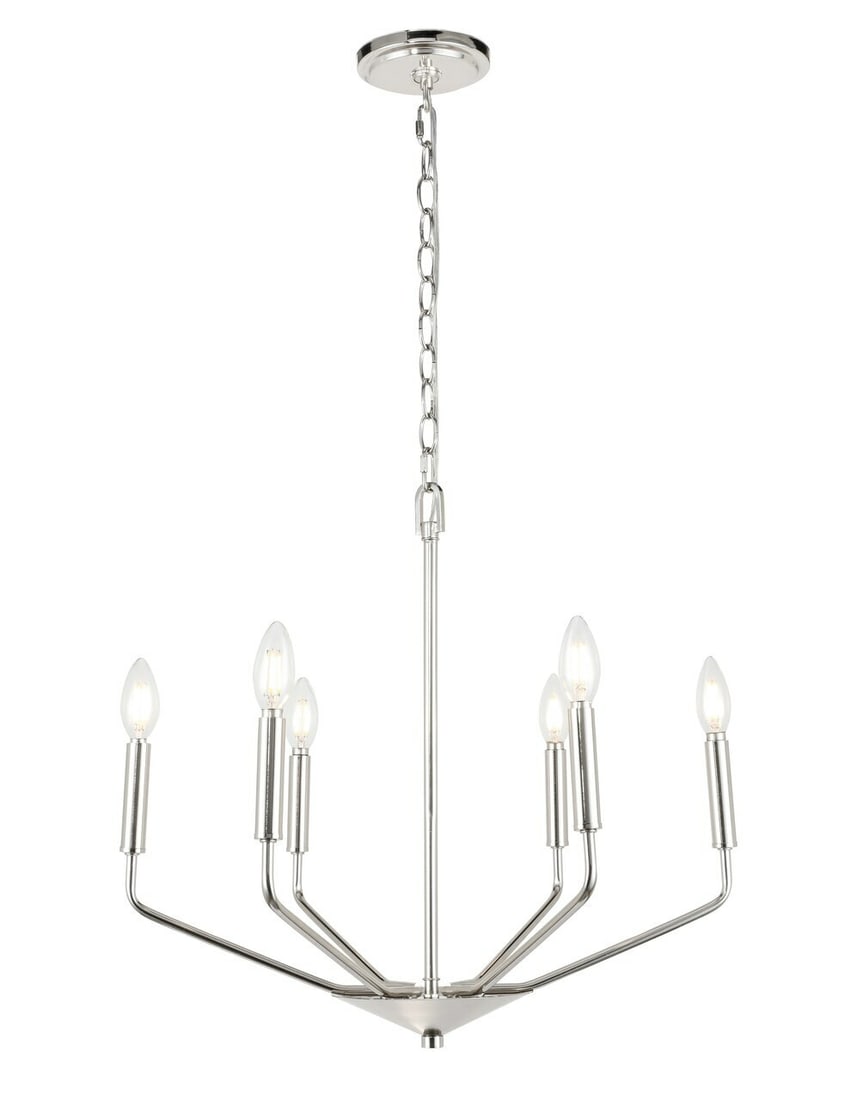 Enzo 6 Light Chrome Modern Chandelier Pendant Fixture 22 Inch Living District (1 of 10)