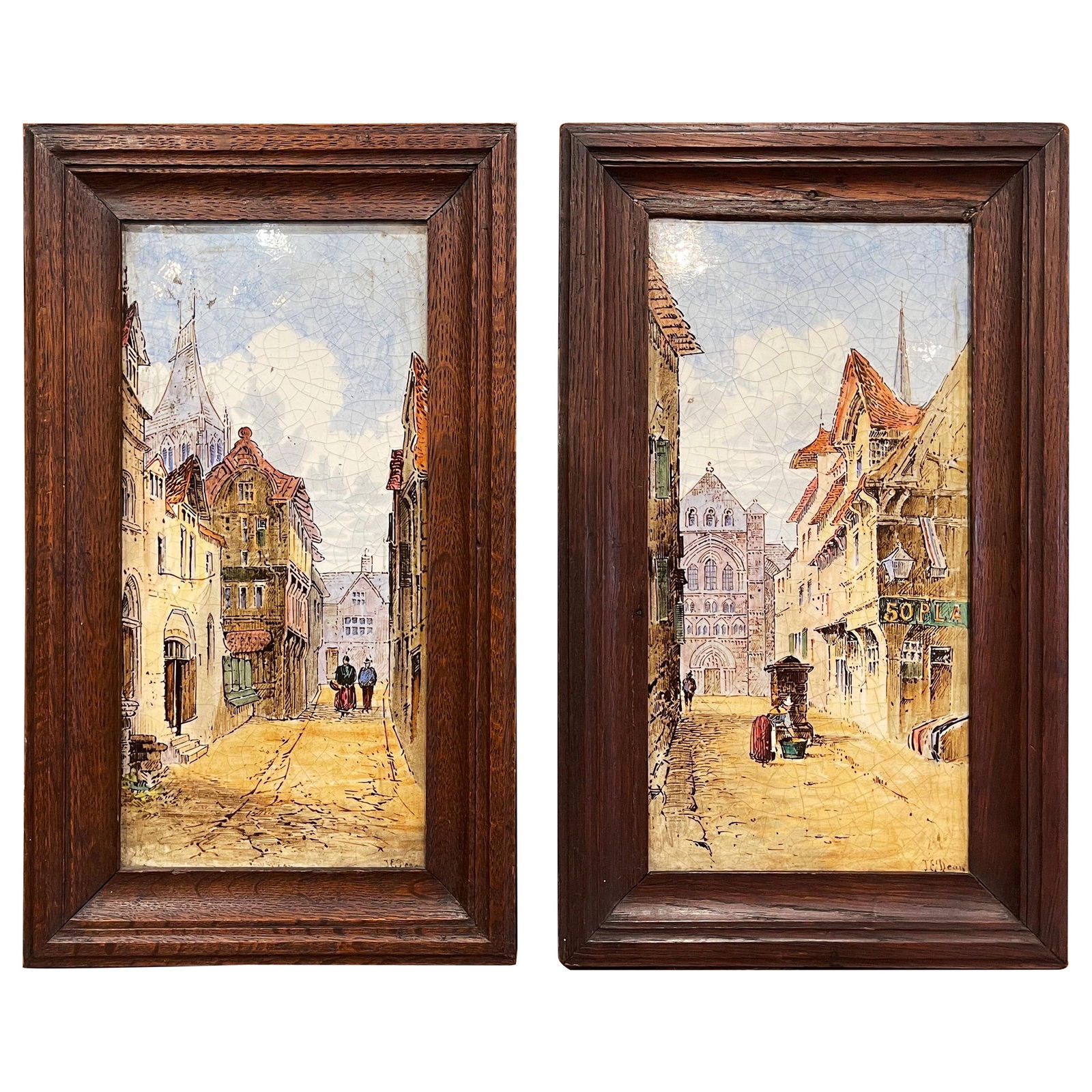 19th Century Minton Framed Hand-Painted Ceramic Plaques Set of 2 (1 of 16)