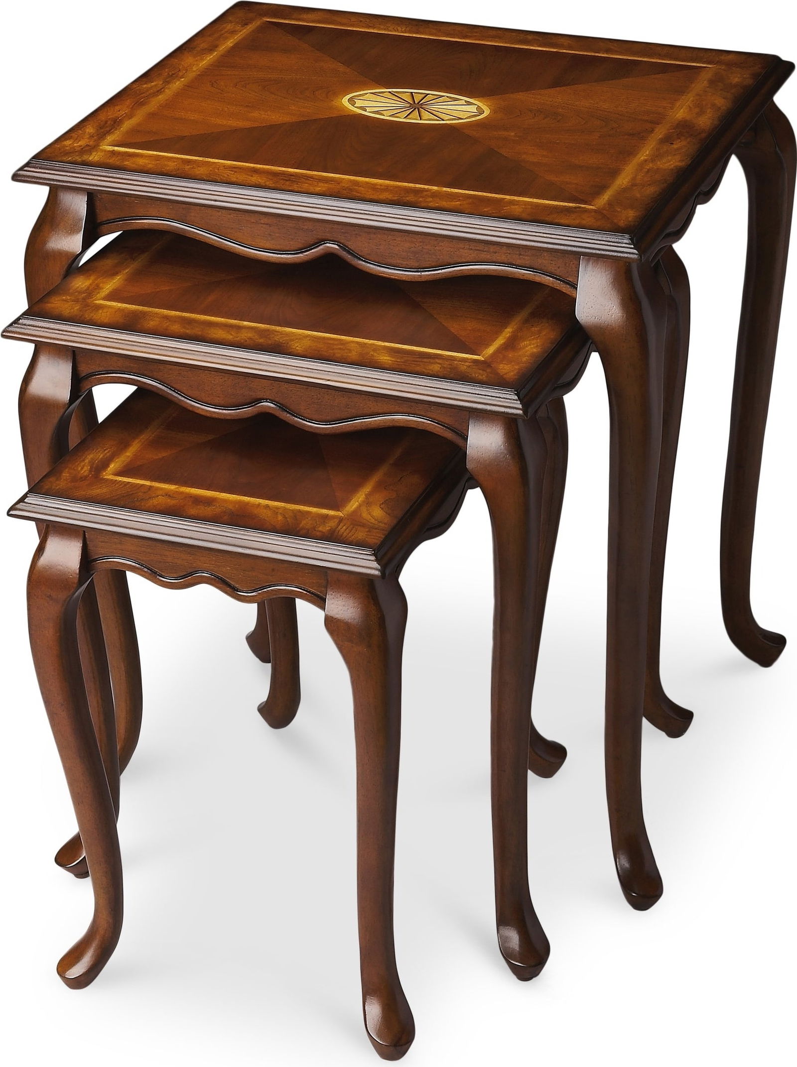 Butler Thatcher Nesting Tables Georgian Style Olive Ash Brown Finish: Butler Thatcher Nesting Tables Georgian Style Olive Ash Brown Finish Introducing the Thatcher Nesting Tables, a perfect blend of timeless elegance and functional design. Crafted in the classic Georgia