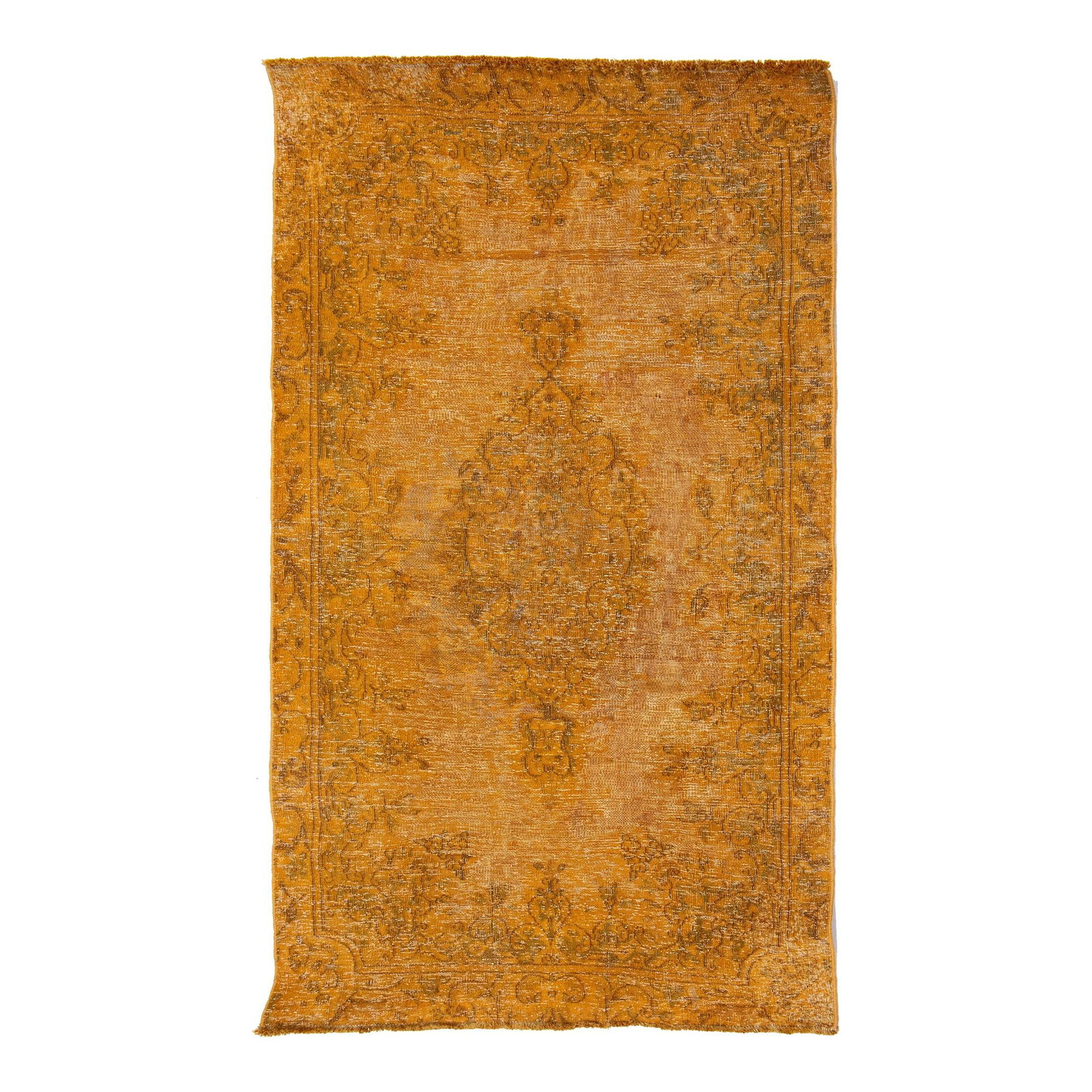 Vintage 3 x 4 Orange Persian Overdyed Wool Rug with Floral Design (1 of 8)