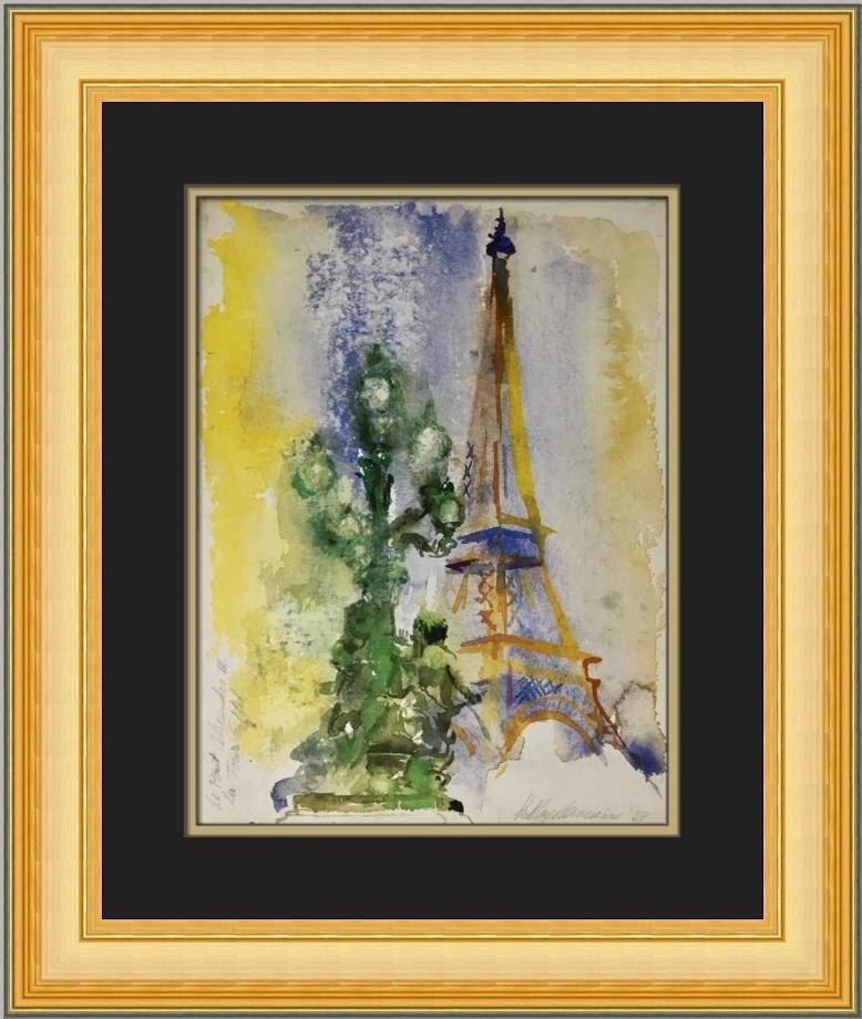 LeRoy Neiman Eiffel Tower Print Custom Framed 20x18 Expressionism Art (1 of 2)