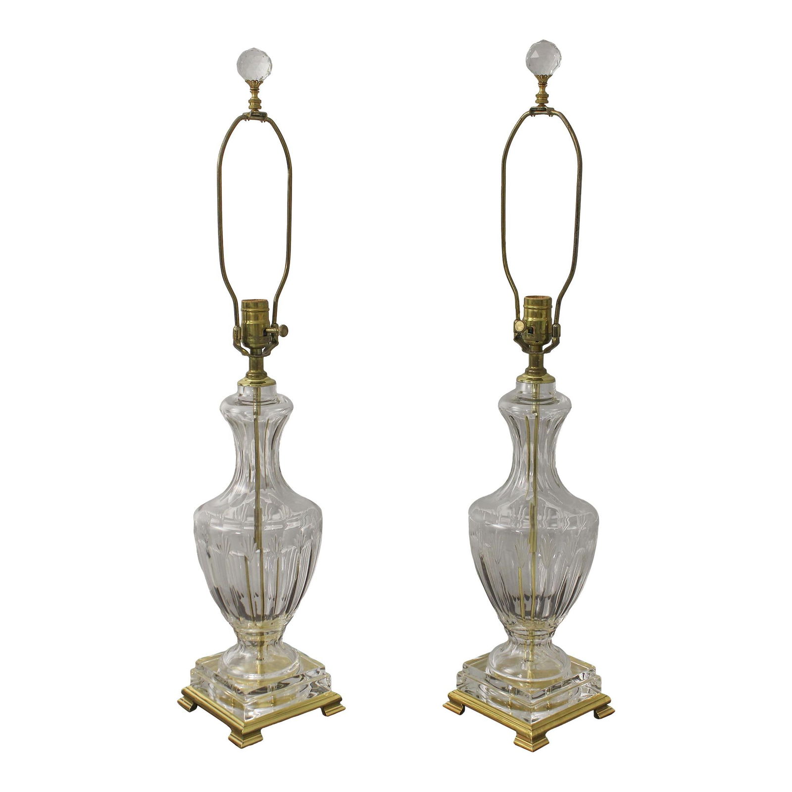 Elegant Pair of Crystal Brass Urn Table Lamps Traditional Design: Elegant Pair of Crystal Brass Urn Table Lamps Traditional Design Illuminate your space with this elegant pair of crystal and brass urn table lamps, crafted with quality construction and a traditional