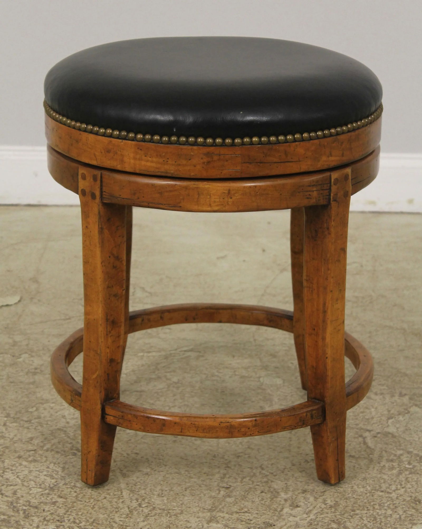 Guy Chaddock Rustic Leather Stools Pair with Distressed Finish - 2