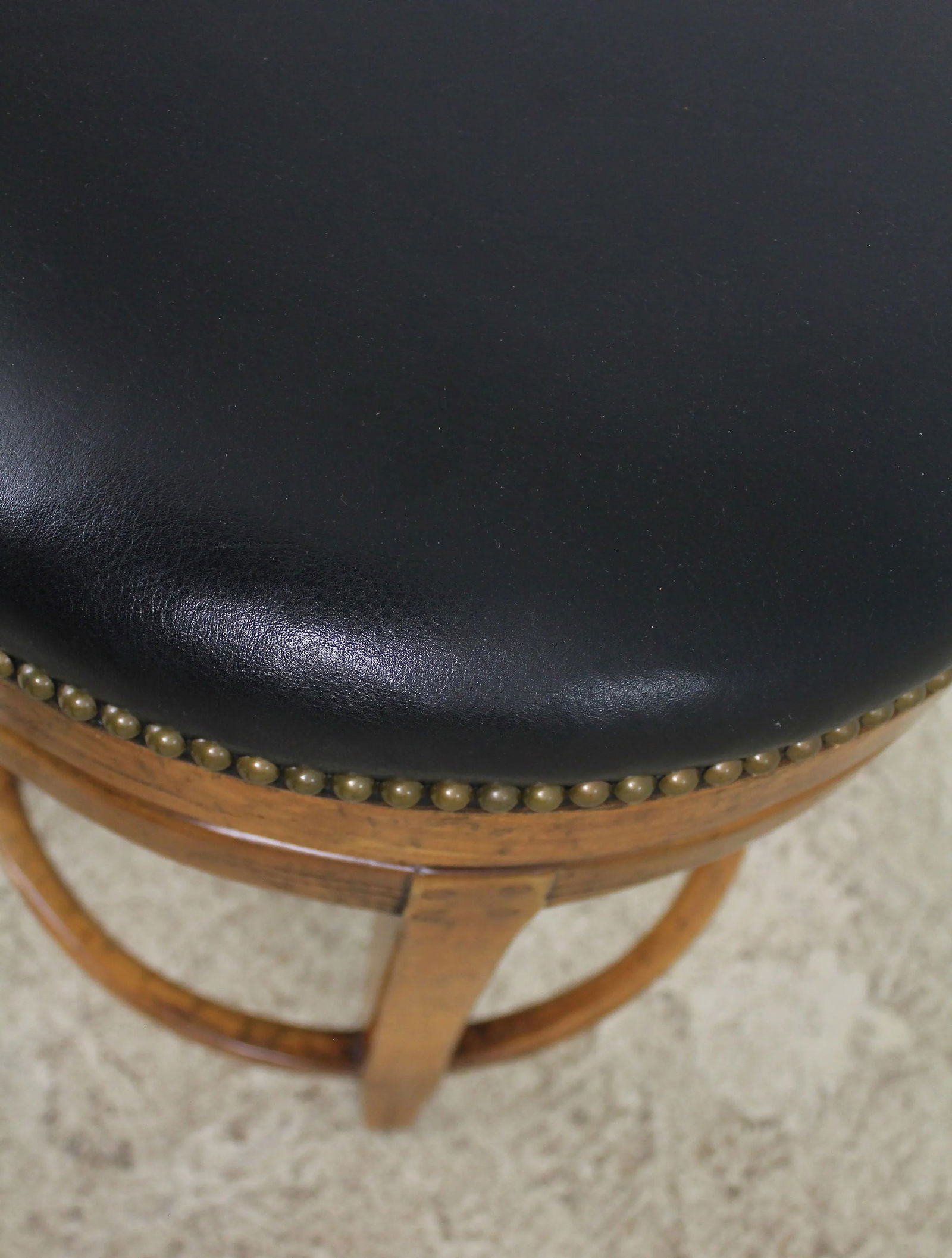 Guy Chaddock Rustic Leather Stools Pair with Distressed Finish - 4