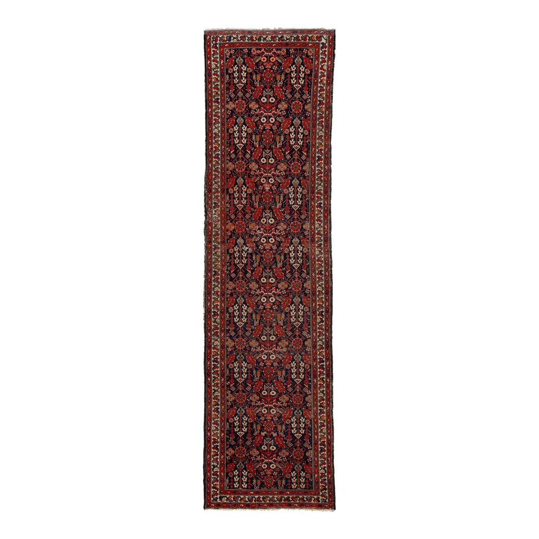 Handmade 20th Century Floral Malayer Persian Wool Runner 3'5 x 12'11: Handmade 20th Century Floral Malayer Persian Wool Runner 3'5 x 12'11 Enhance your space with this exquisite handmade Persian Malayer rug, showcasing a stunning floral design. Crafted in the 20th