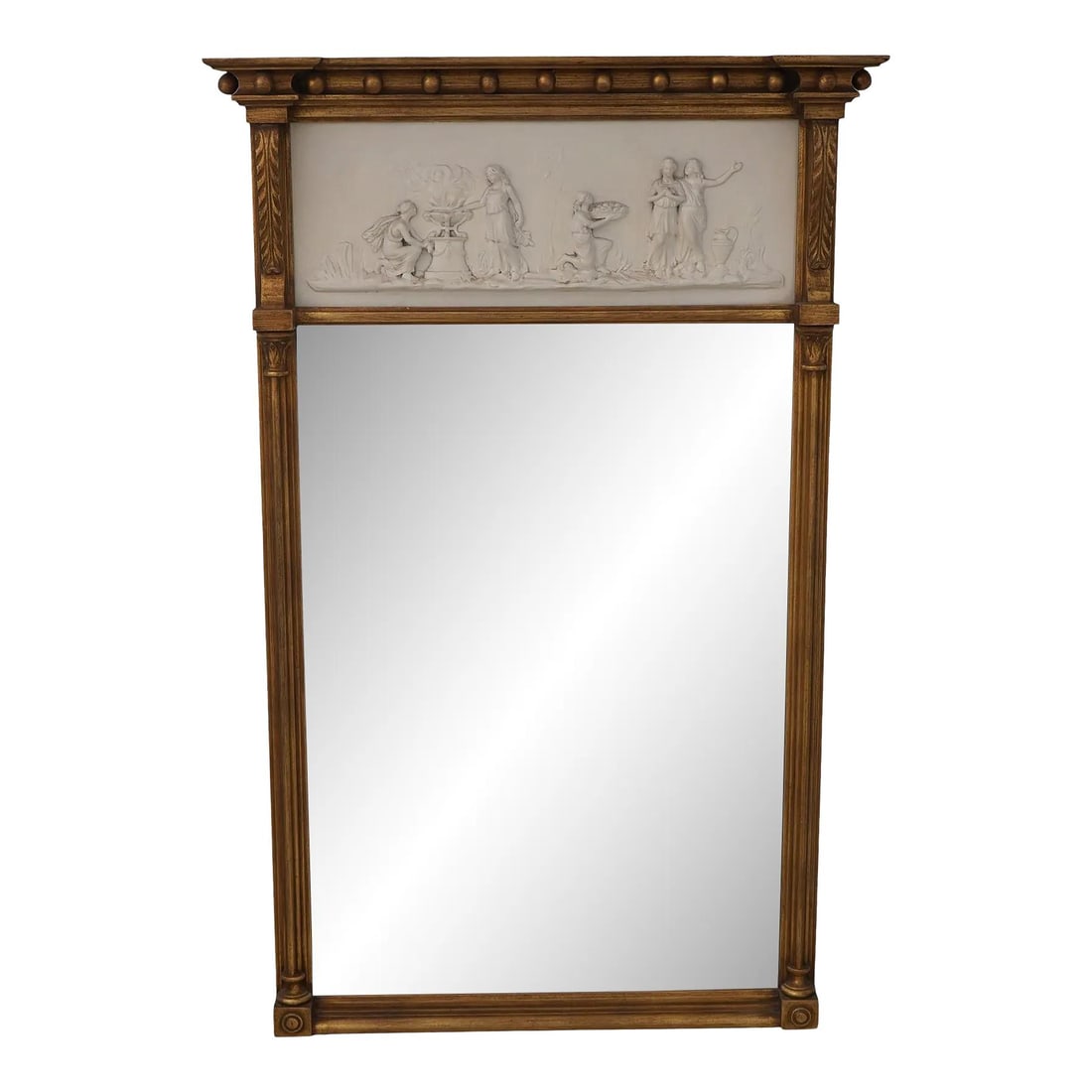 Friedman Brothers Vintage Neoclassical Mirror 9D Gold Finish 30.5 x 47.5: Friedman Brothers Vintage Neoclassical Mirror 9D Gold Finish 30.5 x 47.5 This stunning vintage neoclassical mirror, approximately 60 years old, features a high-quality gold finish and exquisite porcel