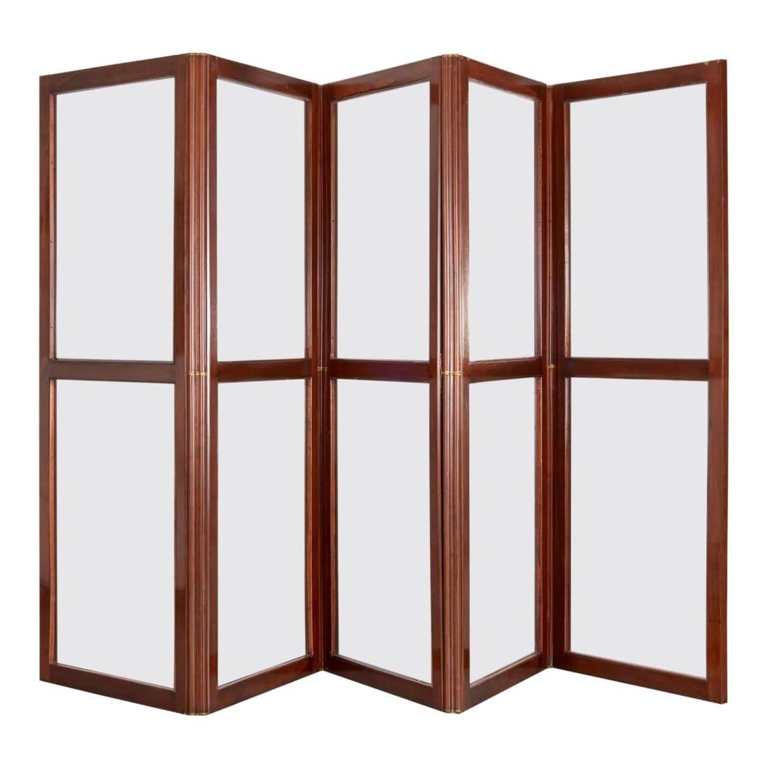 Edwardian 5 Panel Folding Screen Mahogany Brass Mounted 19th Century (1 of 5)