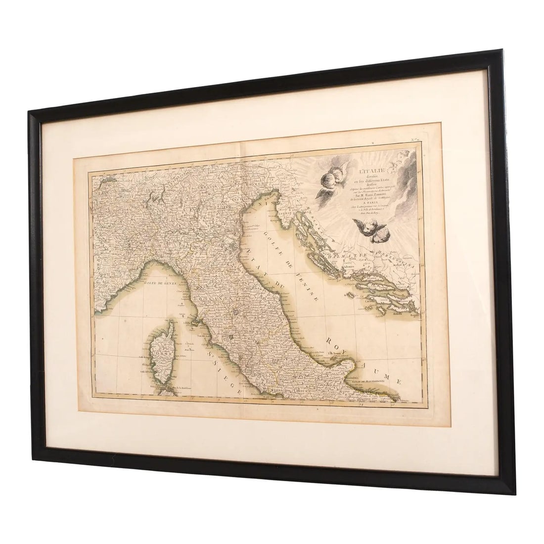 Antique 150 Year Old Framed Colored Map Engraving of Italy (1 of 7)